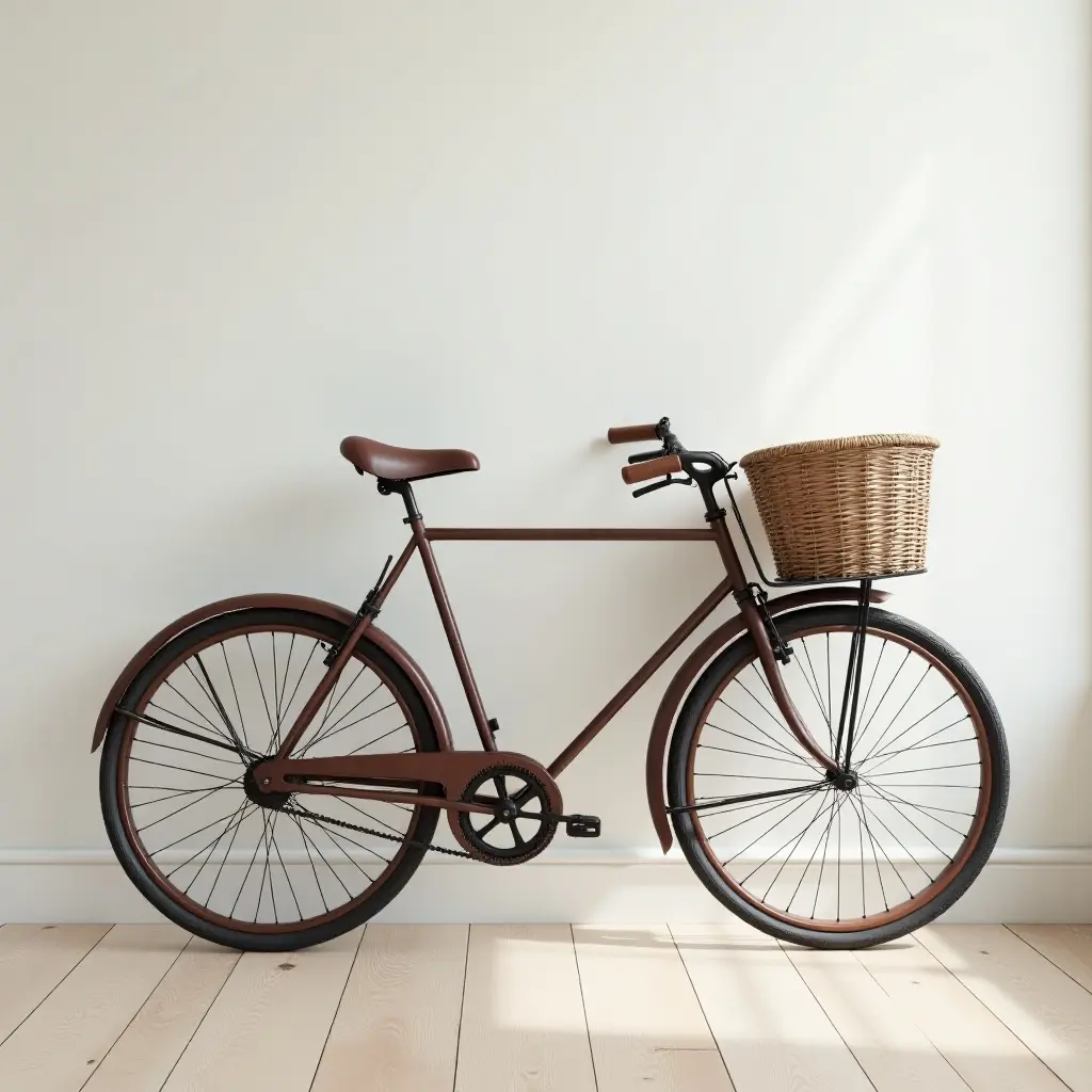 a photo of a vintage bicycle decor in a kids' room